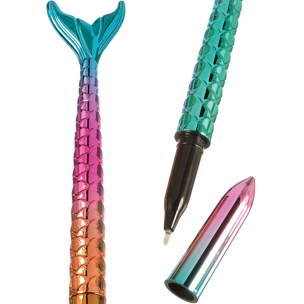 Metallic Shimmering Mermaids Plastic Pens, 5.9in, 8ct