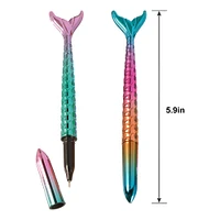 Metallic Shimmering Mermaids Plastic Pens, 5.9in, 8ct