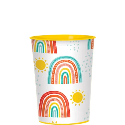 Retro Rainbow Plastic Favor Cup, 16oz