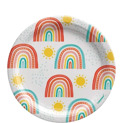 Retro Rainbow Dessert Plates, 7in, 8ct