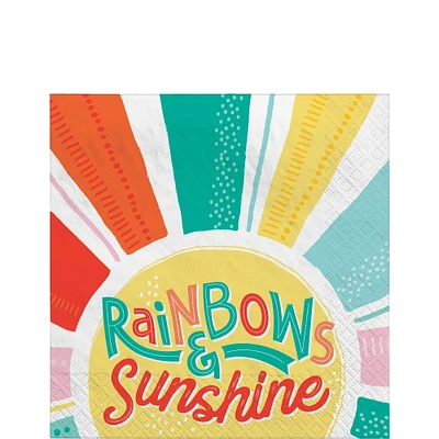 Retro Rainbow Lunch Napkins, 6.5in, 16ct