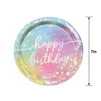 Iridescent Luminous Rainbow Birthday Paper Dessert Plates, 7in, 8ct