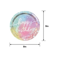 Iridescent Luminous Rainbow Birthday Paper Lunch Plates, 9in, 8ct