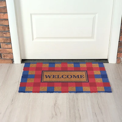 Patriotic Gingham Welcome Doormat