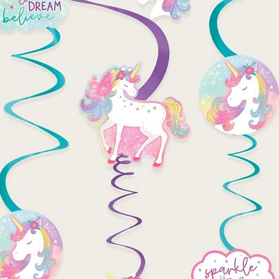 Enchanted Unicorn Foil Swirl Decorations, 12ct