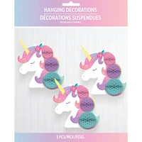 Enchanted Unicorn Honeycomb Decorations, 3ct