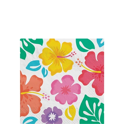 Summer Hibiscus Paper Beverage Napkins, 5in, 100ct