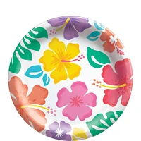 Summer Hibiscus Paper Lunch Plates, 8.5in, 50ct