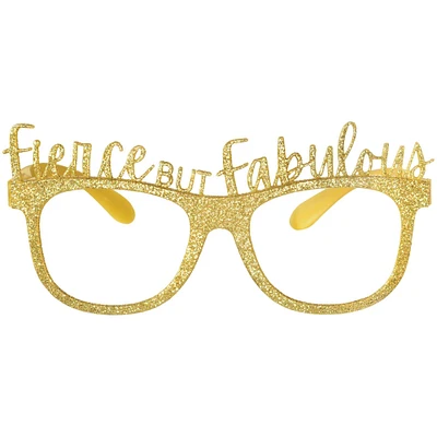 Glitter Gold Fierce & Fabulous Plastic Glasses, 6in x 2.8in, 6ct