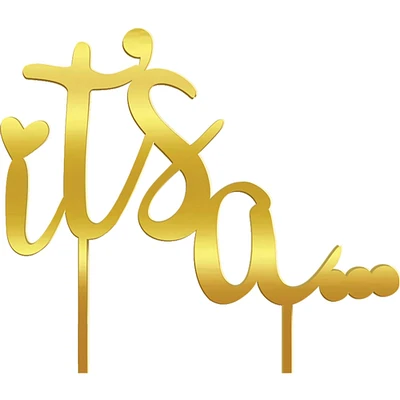 Metallic Gold It's A... Plastic Cake Topper, 6in x 6.5in