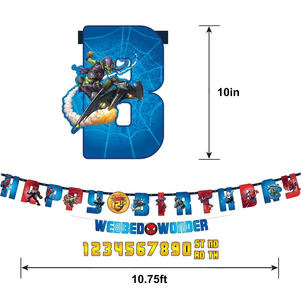 Spider-Man Webbed Wonder Add an Age Birthday Banner Set, 2pc