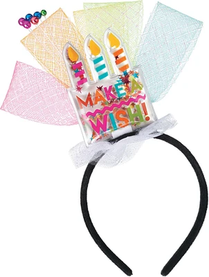 Iridescent Sprinkles Birthday Cake Fabric & Plastic Headband Deluxe, 7.7in x 10in