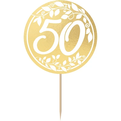 Gold 50th Anniversary Party Picks, 3.75in, 24ct