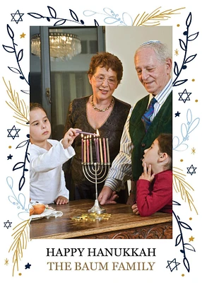 Custom Floral Hanukkah Photo Cards