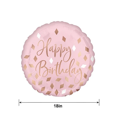 Metallic Blush Happy Birthday Foil Balloon, 18in