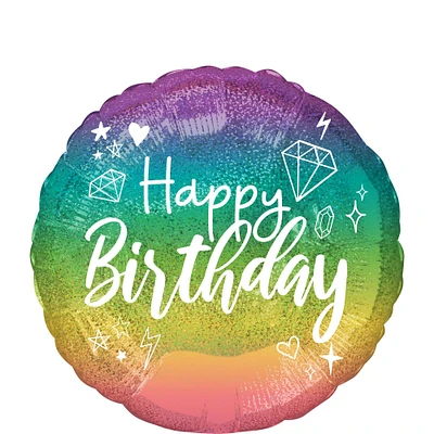 Prismatic Sparkle Happy Birthday Foil Balloon, 18in