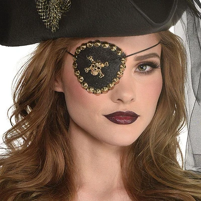 Gold Skull & Cross Bones Pirate Eye Patch