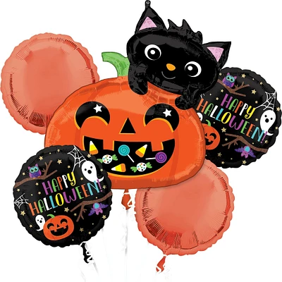 Happy Halloween Night Foil Balloon Bouquet, 5pc