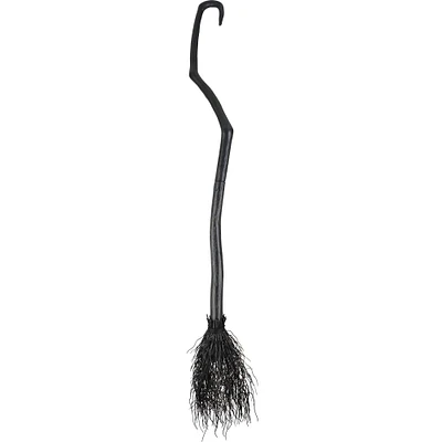 Crooked Black Witch Plastic Broomstick, 48in