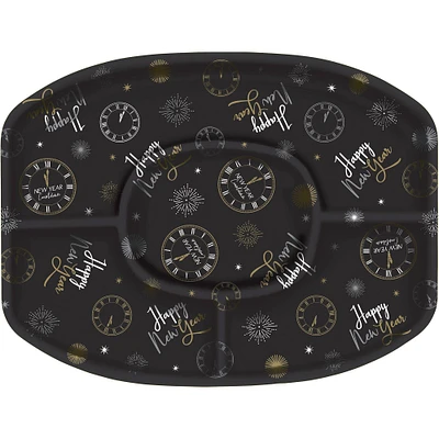 New Year's Countdown Sectional Platter, 18.5in x 13.4in