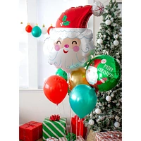 Smiley Santa Head Christmas Foil Balloon, 19in x 27in