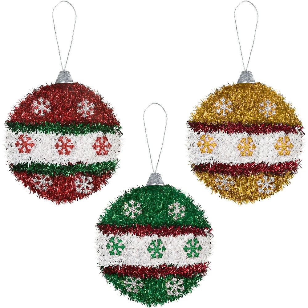 3D Tinsel Christmas Ornament, 5.25in x 6in