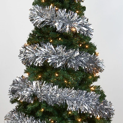 Silver Tinsel Garland, 9ft