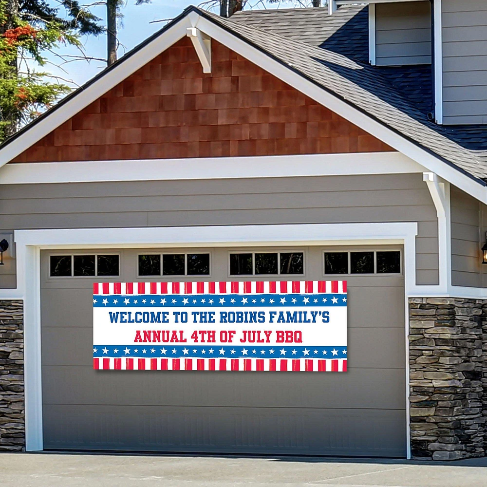 Custom Painted Patriotic Vinyl Horizontal Banner, 6ft x 2ft