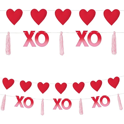 Stuffed Canvas Hearts & XOXO Yarn Tassel Garland Set, 6ft, 2pc