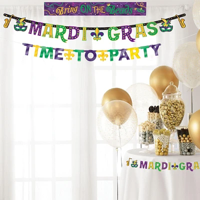 Mardi Gras Party Banner Set, 4pc