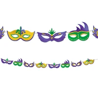 Metallic Mardi Gras Mask Banner, 12ft