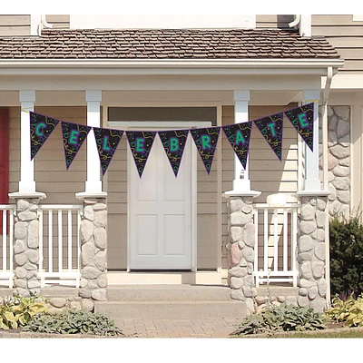 Customizable Mardi Gras Letter Pennant Banner, 15ft