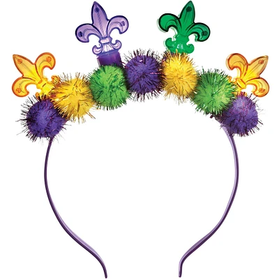 Light-Up Mardi Gras Fleur-de-Lis Pom-Pom Headband