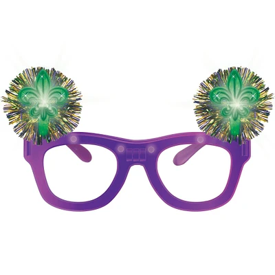 Light-Up Mardi Gras Fleur-de-Lis Pom-Pom Glasses