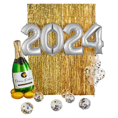 DIY Gold Champagne Celebration New Year's Eve 2024 Balloon Backdrop Kit