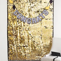 Metallic Gold & Silver Congrats Graduation Sequin Foil & Cardstock Backdrop Kit, 4ft x 6ft, 2pc