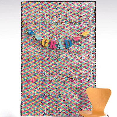 Metallic Follow Your Dreams Graduation Sequin Foil & Cardstock Backdrop Kit, 4ft x 6ft, 2pc