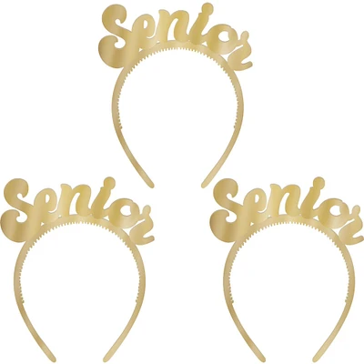 Metallic Gold Senior Graduation Headbands, 6ct