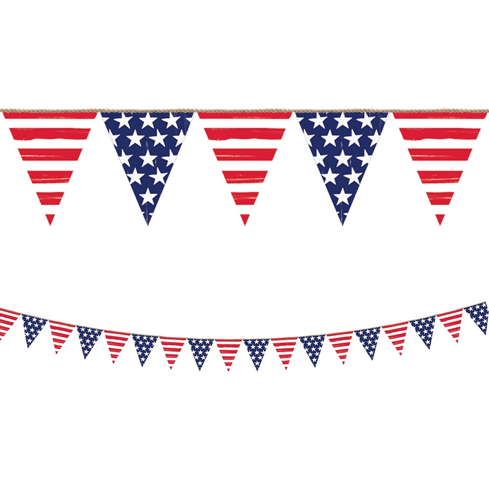 Patriotic Stars & Stripes Pennant Banner, 12.5ft