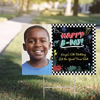 Custom Skater Party Birthday Plastic Photo Yard Sign, 22in x 15in