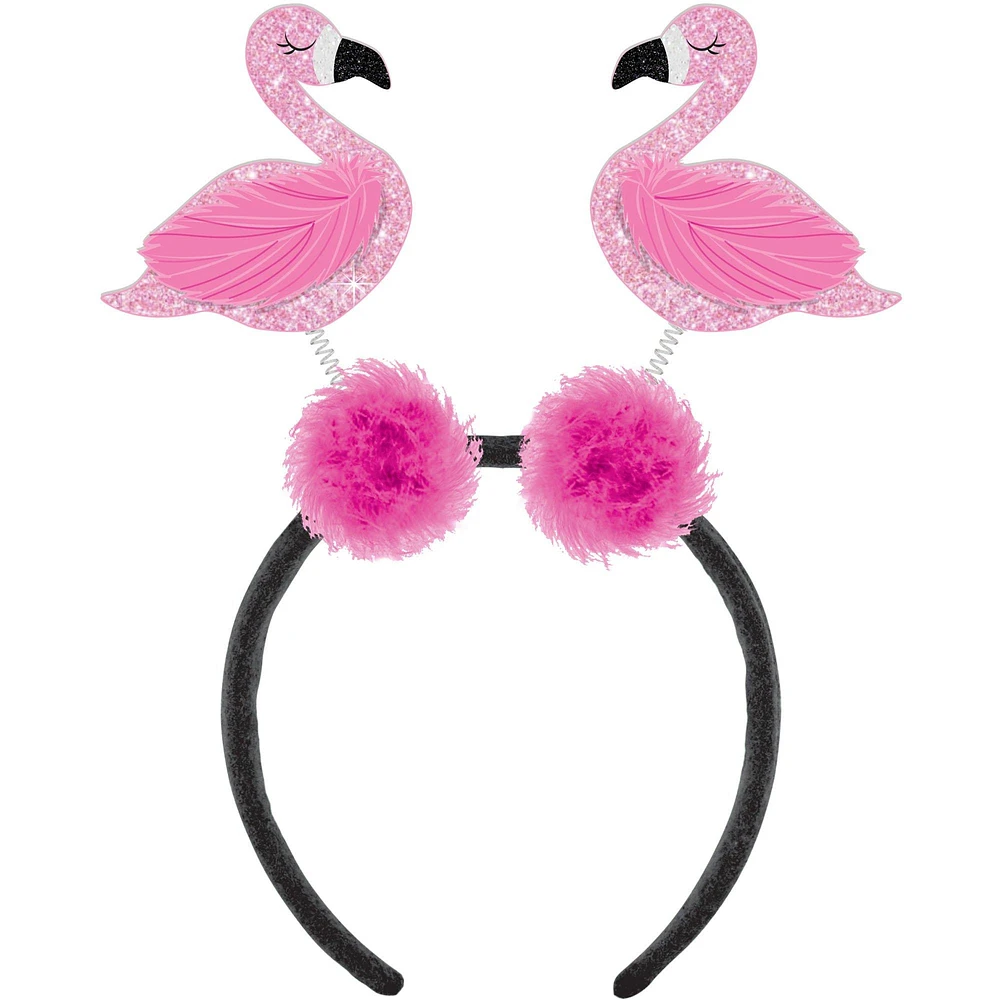 Glitter Flamingo Feather & Plastic Head Bopper