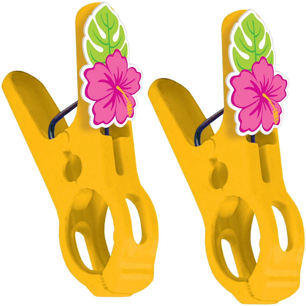 Yellow Hibiscus Plastic Towel Clips, 2ct