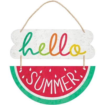 Hello Summer Metal Stacked Sign, 10.3in x 13in