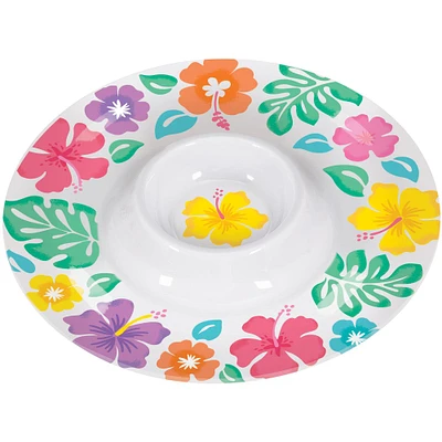 Summer Hibiscus Melamine Chip & Dip Tray, 13.5in