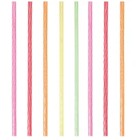 Multicolor Striped Reusable Plastic Straws, 24ct