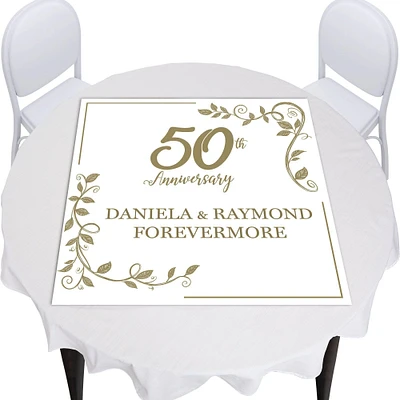 Custom Gold 50th Vinyl Square Table Topper, 40in x 40in