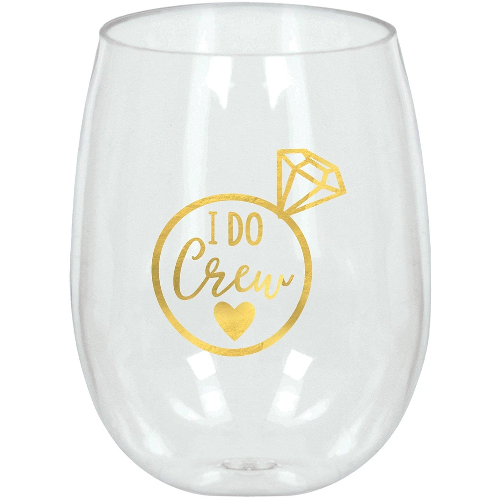 I Do Crew Stemless Wine Glass, 17.9oz - Wedding