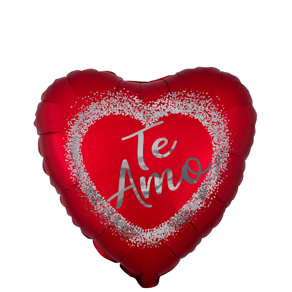 Te Amo Satin Red Heart Valentine's Day Foil Balloon, 17in