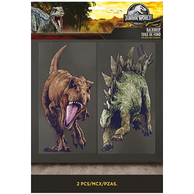 T-Rex & Stegosaurus Plastic Scene Setter, 5.5ft x 5.4ft - Jurassic World