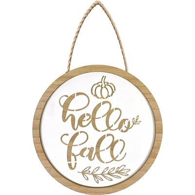 Hello Fall Round MDF & Metal Sign, 11in x 11in